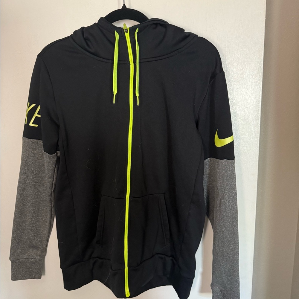 Nike Black and Neon Yellow Dri-FIT Jacket